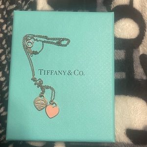 Tiffany & Co Return to Tiffany pink double heart tag pendant with I initial